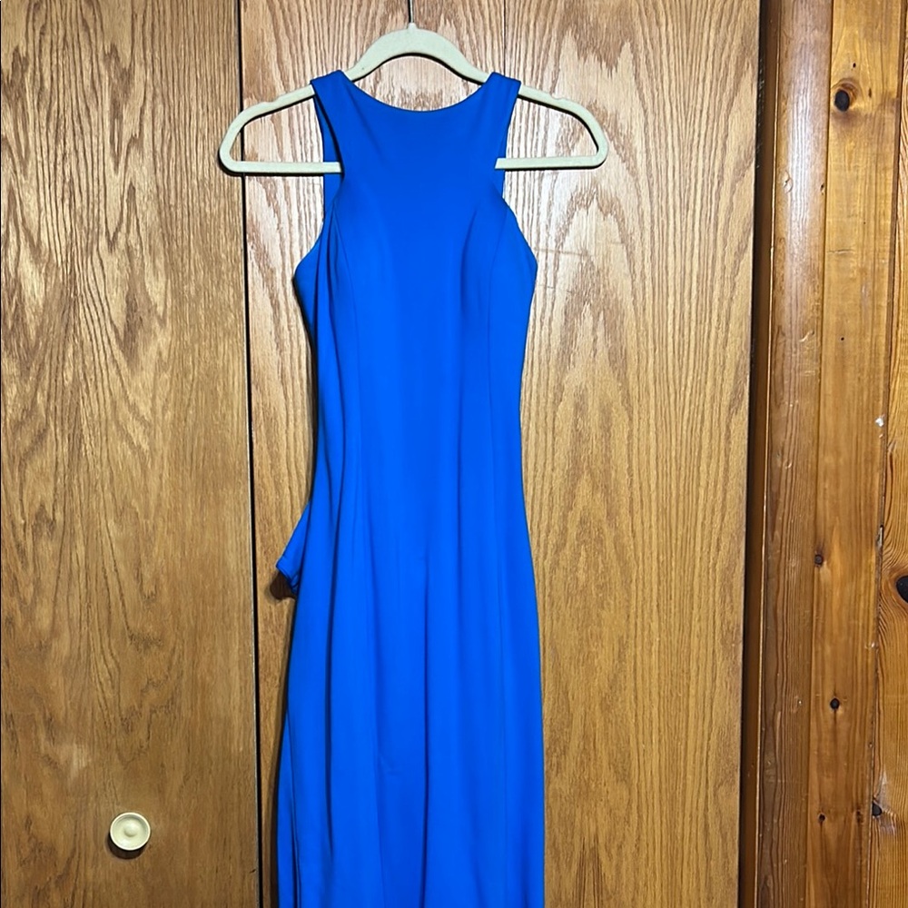 Jovani Size 6 Elegant Backless Blue Dress- Ruffle in the Back.